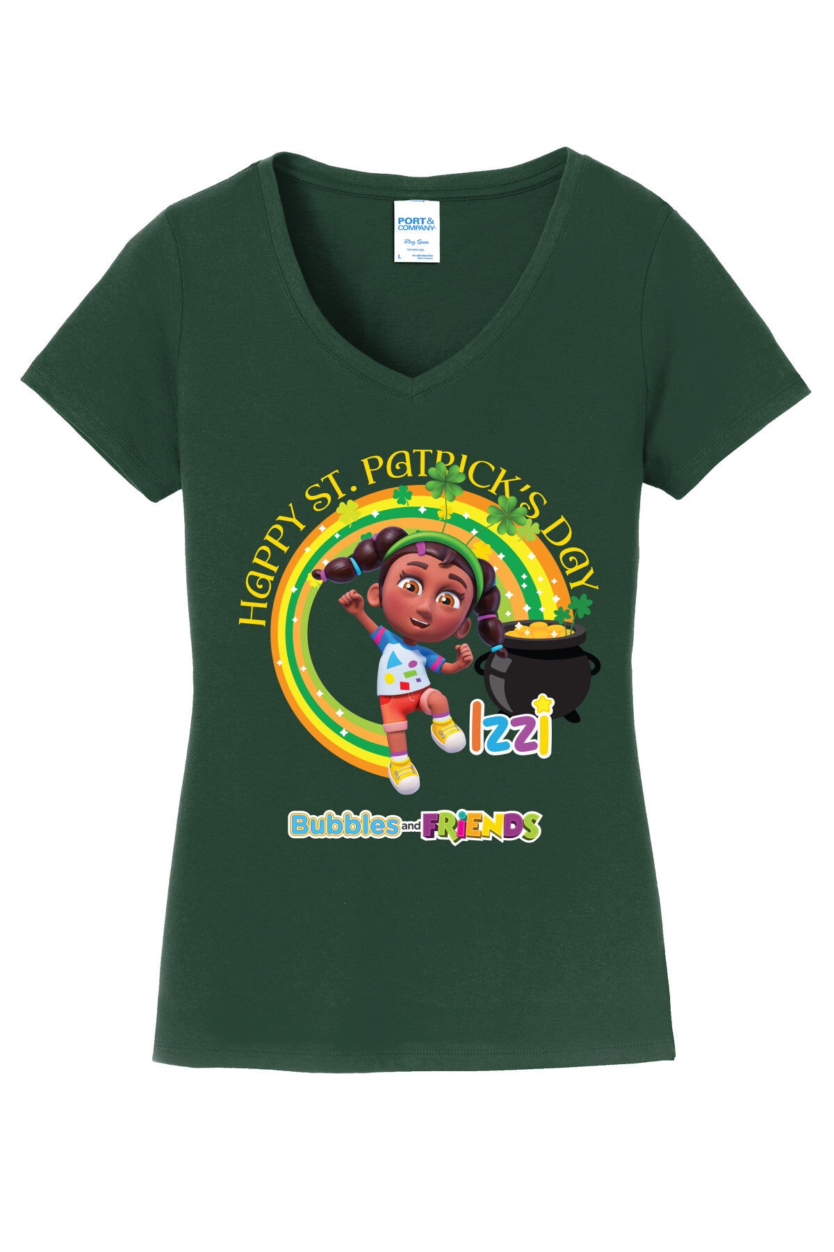 Bubbles & Friends St. Patricks IZZY Womens V-neck Tee